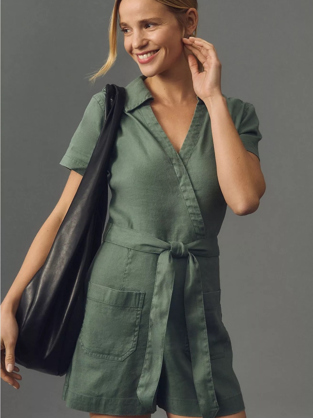 Maeve by Anthropologie | Short-Sleeve Wrap Romper - Picture 3 of 5